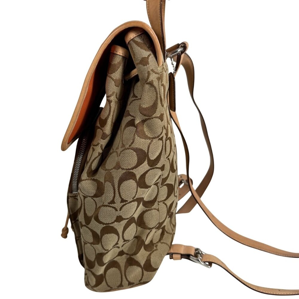Vintage COACH Classic Signature Logo Vachetta Tan Buckle Backpack Bag 6080 Y2K - Picture 2 of 12
